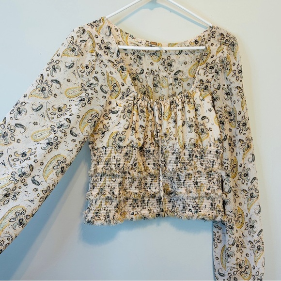 Free People Tops - Free People Cream and Yellow Paisley Blouse
